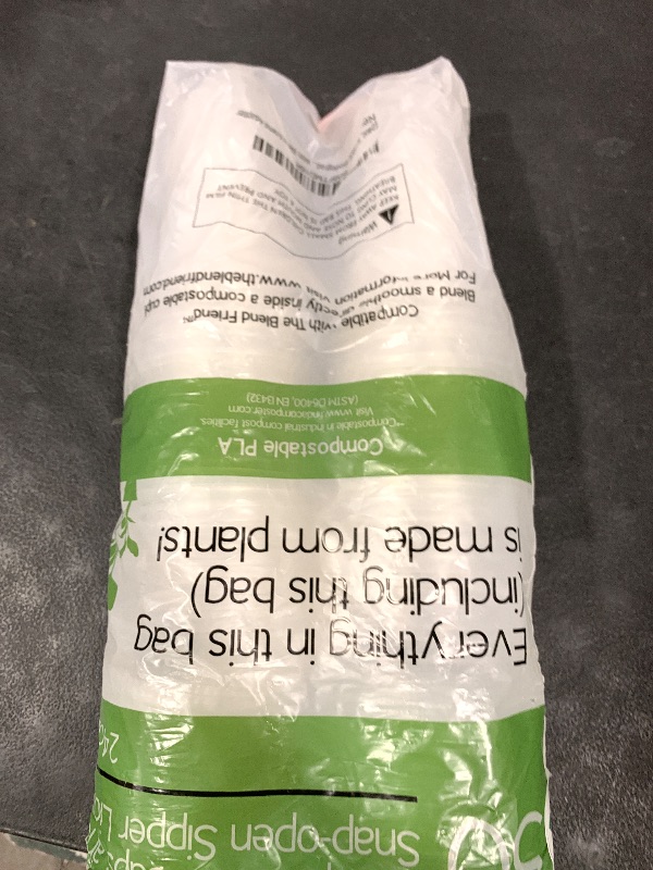 Photo 1 of [24oz, 50 pack] Compostable Cups with Lids – Made from Plants- Cups with strawless snap-open sipper lids - Green Eco Friendly Alternative to Clear Plastic Cups with Lids…