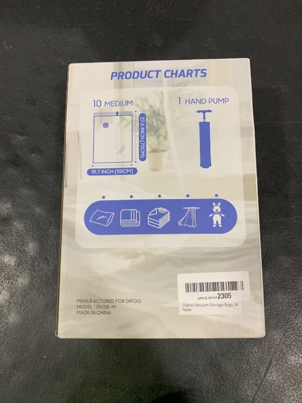 Photo 1 of 10 Pack Medium Vacuum Storage Bags with Hand Pump, 80% Storage Space Saving, Sturdy Leak-Free Space Saver Vacuum Seal Bags for Clothing, Vacuum Compression Bags for Travel Lugggage