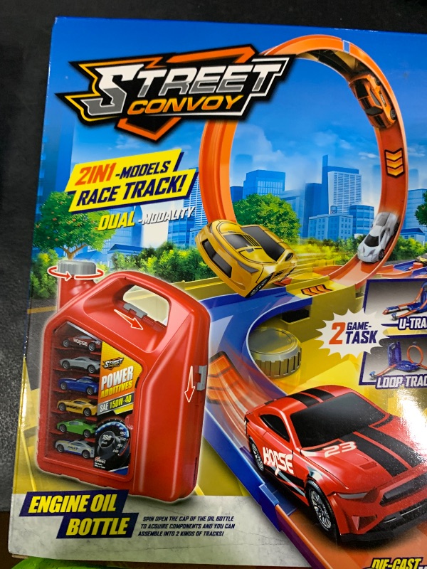 Photo 1 of Race Track Toy Car Set with 2 Race Cars,2 in 1 Car Tracks Style with Storage Box,Changeable Tracks Toys Birthday Gifts for Kids 3 4 5 6 7 8+Year Old Boys Girls (Blue)