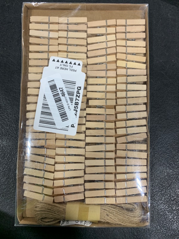 Photo 1 of 1.35 Inch Mini ClothesPins for Photo?100 Pcs? with 32 Feet Jute Twine?Mini Clothes Pins for Crafts,Wooden Small Clothes Pins for Pictures,Tiny Decorative Clothespins for Baby Shower(Natural Color)