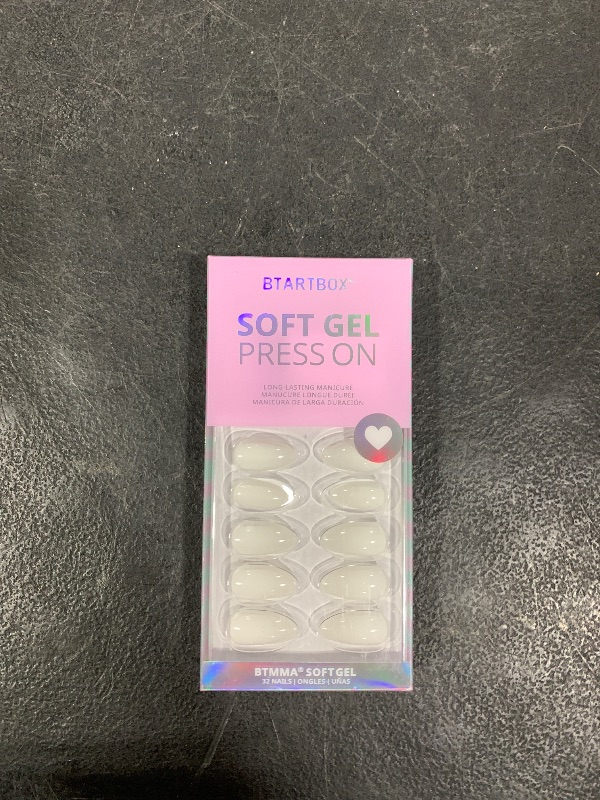 Photo 1 of BTArtbox White Press On Nails Short - Soft Gel Press on Nails Almond, White Glue on Nails with Nail Glue, Reusable Stick on Nails in 16 Sizes, Cream Puff