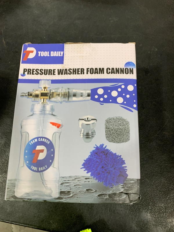 Photo 1 of Tool Daily Pressure Washer Foam Cannon, Adjustable Snow Foam Lance with M22 and 1/4 Inch Quick Connect, Additional Orifice Nozzle 1.1mm, Car Wash Mitt, 1.5 Liter