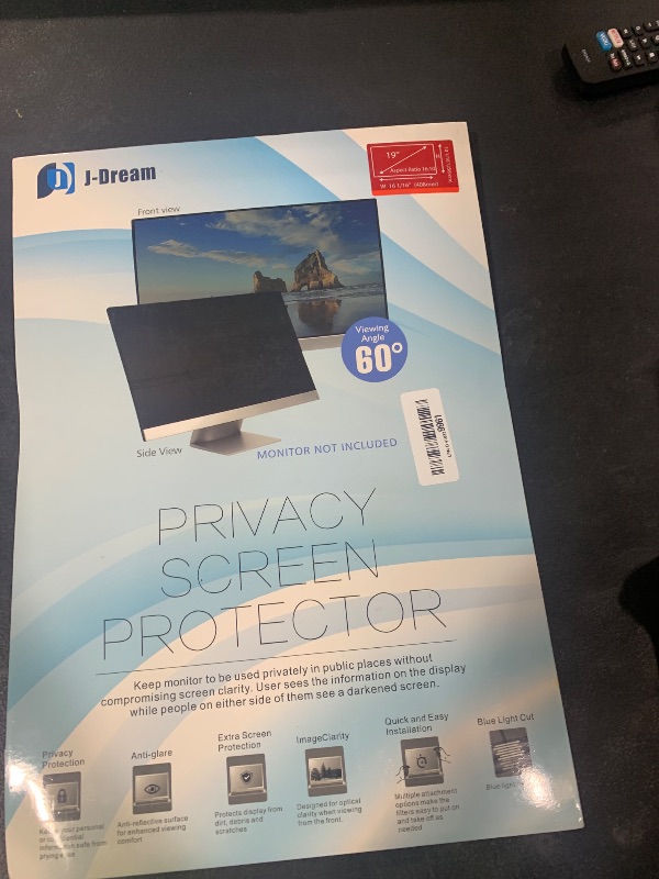 Photo 1 of J J-Dream [2 Pack] 19 Inch Privacy Screen for Computer Monitor Blue Light Screen Protector Anti Glare Anti-Scratch Monitor Privacy Shield Screen 19 Inch 16:10 Aspect Ratio