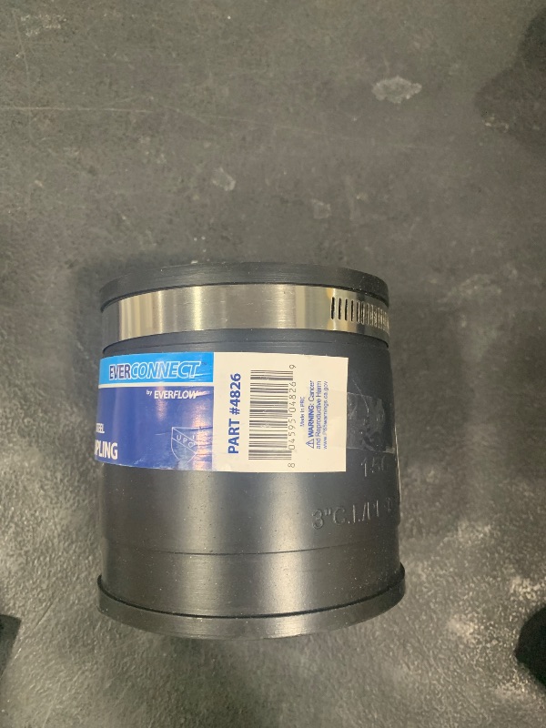 Photo 1 of Supply Giant 6I48 Flexible PVC Coupling with Stainless Steel Clamps, 3.5" Inner diameter for 3" Nominal Pipe, Black