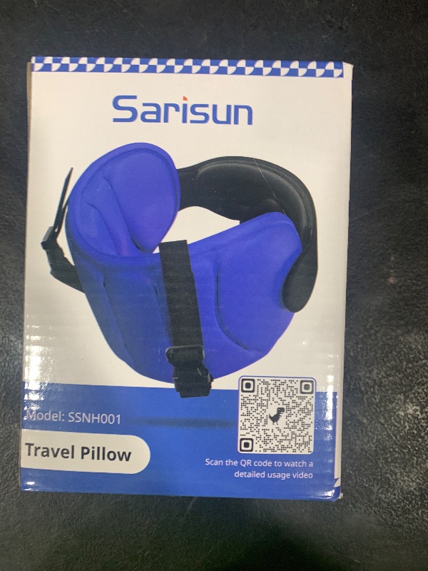 Photo 1 of SARISUN Travel Pillows for Airplanes, 360° Support Headrest Pillow with Eye Mask for Sleeping Long Flights, Travel Pillow for Car Road Trip, Car Headrest, Travel Accessories Stop Bobblehead, Black