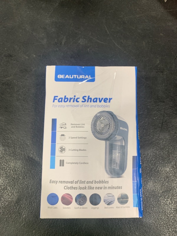 Photo 1 of BEAUTURAL Fabric Shaver and Lint Remover, Sweater Defuzzer with 2-Speeds, 2 Replaceable Stainless Steel Blades, Battery Operated, Remove Clothes Fuzz, Lint Balls, Pills, Bobbles Gray