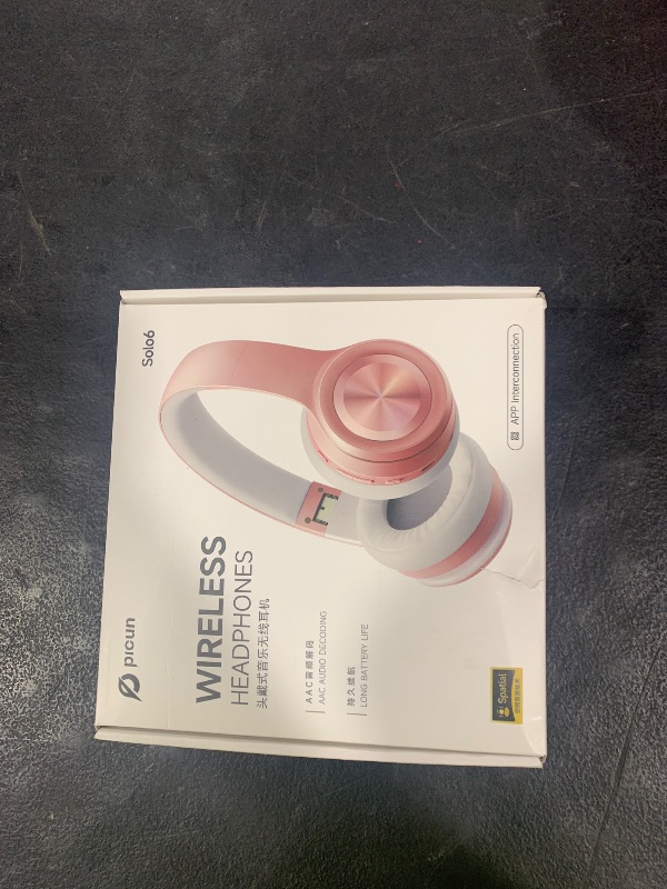 Photo 1 of Picun Solo6 Wireless Bluetooth Headphones, 5EQ Music Mode, On-Ear Headphone with Built-in Microphone, Foldable Headset with 140H Battery Life, App Control for Girls, Home, School, Travel (Rose Gold)