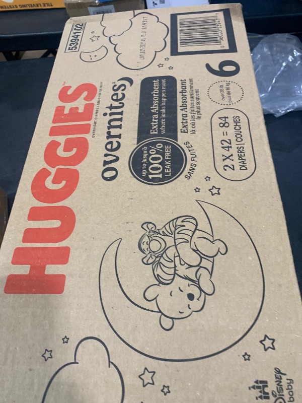 Photo 1 of Huggies Size 6 Overnites Baby Diapers: Overnight Diapers, Size 6 (35+ lbs), 84 Ct (2 Packs of 42), Packaging May Vary