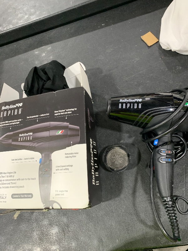 Photo 1 of BaBylissPRO Hair Dryer, Nano Titanium Rapido 2000-Watt Blow Dryer, Hair Styling & Appliances, Black, BRAP1