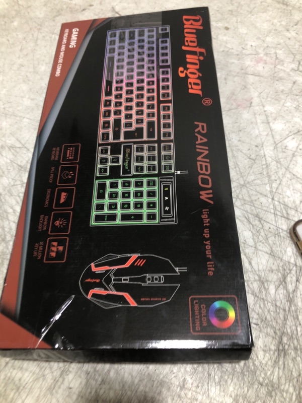 Photo 1 of BlueFinger RGB Gaming Keyboard and Backlit Mouse Combo, USB Wired, LED Gaming Set for Laptop PC Computer Game and Work