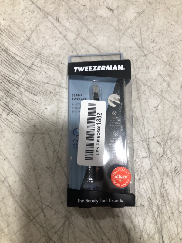 Photo 1 of Tweezerman Stainless Steel Slant Tweezer - Eyebrow Tweezers for Women and Men (Black)