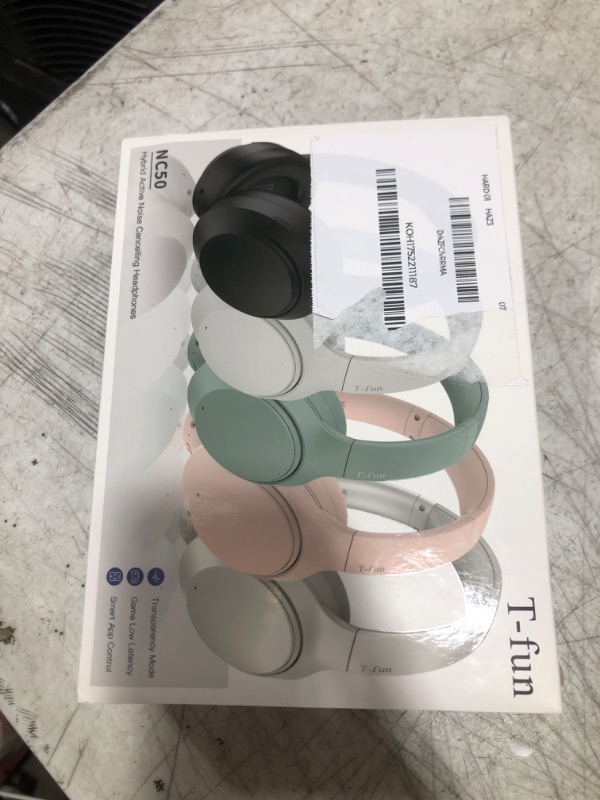 Photo 1 of T-fun NC50 Hybrid Active Noise Cancelling Headphones Wireless Bluetooth 5.3, Foldable Over Ear Headphones, Custom EQ via App, 65 Hours Playtime, Low Latency Game Mode, Multipoint Connection