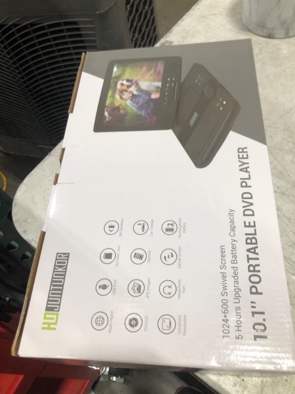 Photo 1 of 12" Portable DVD Player with 5-Hour Rechargeable Battery, 10.1" HD Swivel Display Screen, Support CD/DVD/SD Card/USB, Car Headrest Case, Car Charger, Last Memory Valentines