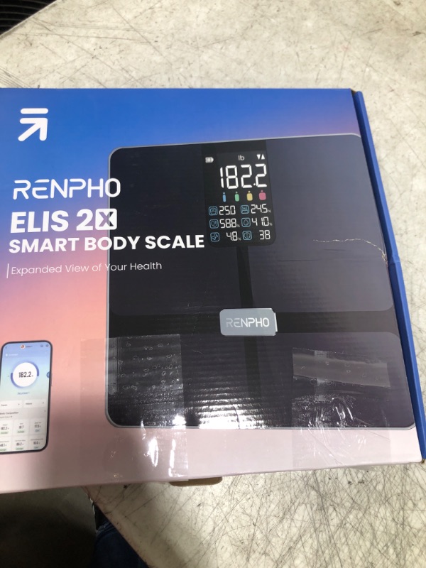 Photo 1 of RENPHO Scale for Body Weight, Smart Scale with BMI, Body Fat, Muscle Mass, Bluetooth, 13 Metrics with Large VA Display, Support App Connection, Black, Elis 2X