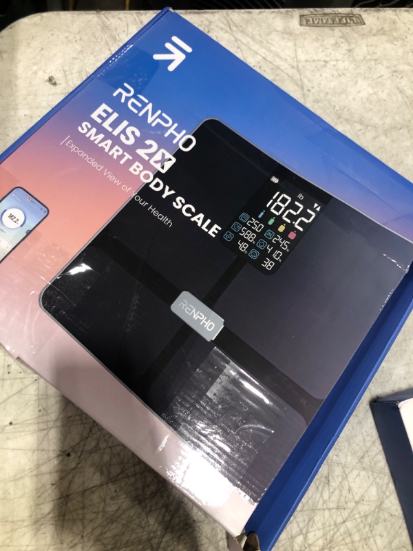 Photo 1 of RENPHO Scale for Body Weight, Smart Scale with BMI, Body Fat, Muscle Mass, Bluetooth, 13 Metrics with Large VA Display, Support App Connection, Black, Elis 2X