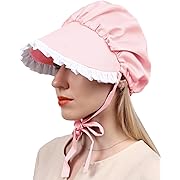 Photo 1 of C-ZOFEK Women's Colonial Cap Medieval Bonnet Hat for Christmas Cosplay Headwear