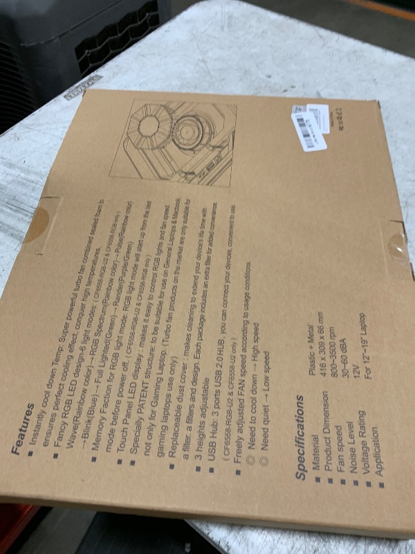 Photo 1 of MOUNT PRO Gaming Laptop Cooling Pad, RGB Laptop Cooler Stand with Powerful Turbofan (3500 RPM), Height Adjustable Laptop Fan Cooling Pad for 13-19 Inches Notebook, with Sealed Foam, Touch Control