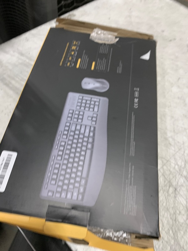 Photo 1 of Wireless Keyboard and Mouse Combo, E-YOOSO 2.4GHz Full Sized Ergonomic Wireless Keyboard with Wrist Rest, 3 DPI Adjustable and 6 Buttons Cordless USB Mouse for Computer, Laptop, PC, Windows (Black)
