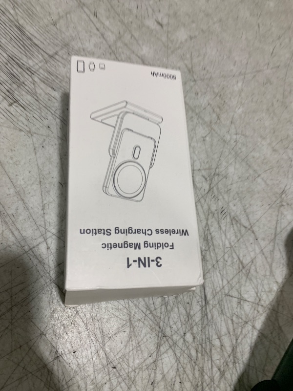 Photo 1 of DDUAN Foldable Wireless Charging Station: 3-in-1 Mag-Safe Charger Stand with 5000mAh Portable Power Bank for iPhone 16/15/14/13/12 - Removable Battery Pack for Apple Watch (Black)