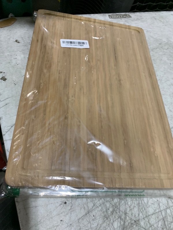 Photo 1 of Bamboo Wood Cutting Board for Kitchen, 1" Thick Butcher Block, Cheese Charcuterie Board, with Side Handles and Juice Grooves, 16x11"