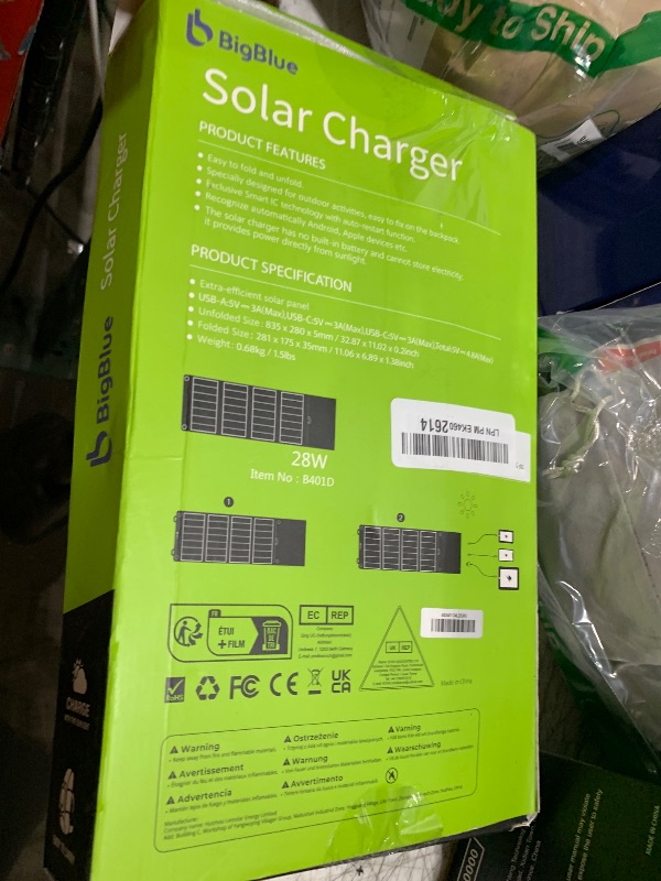 Photo 1 of [Upgraded] BigBlue 3 USB Ports 28W Solar Charger(5V/4.8A Max), Portable Foldable Solar Panel for Camping, IP44 Waterproof, Compatible with iPhone 11/XS/XS Max/XR/X/8/7, iPad, Samsung Galaxy LG etc.