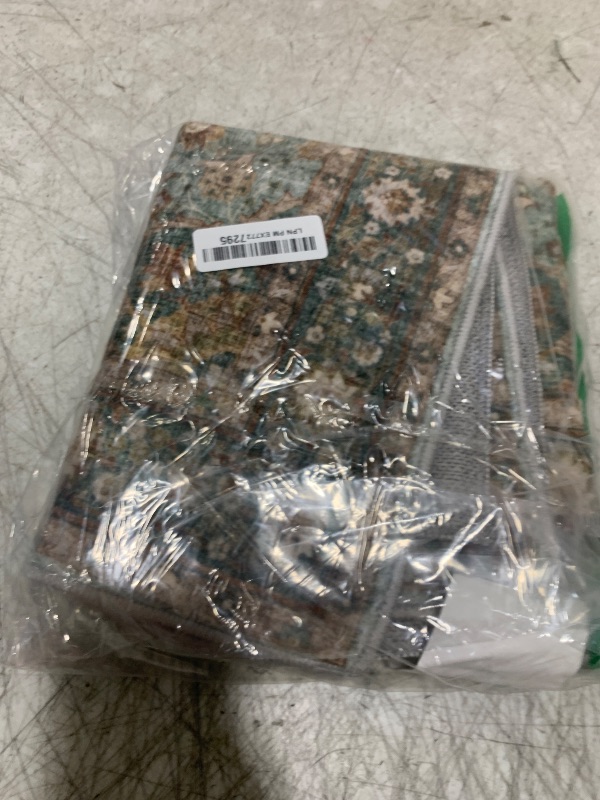 Photo 1 of Washable Oriental Area Rug - 2x3 Rugs for Living Room Soft Carpet for Bedroom Waterproof Floral Distressed Indoor Stain Resistant Non-Shedding Floor Carpets (Green, 2x3)