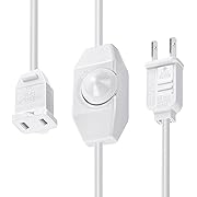Photo 1 of White Extension Cord with Dimmer Switch, 6FT/1.8m Lamp Dimmer, 2 Prong Rotary Control for 120V 150W Dimmable LED/Halogen/Incandescent Lights