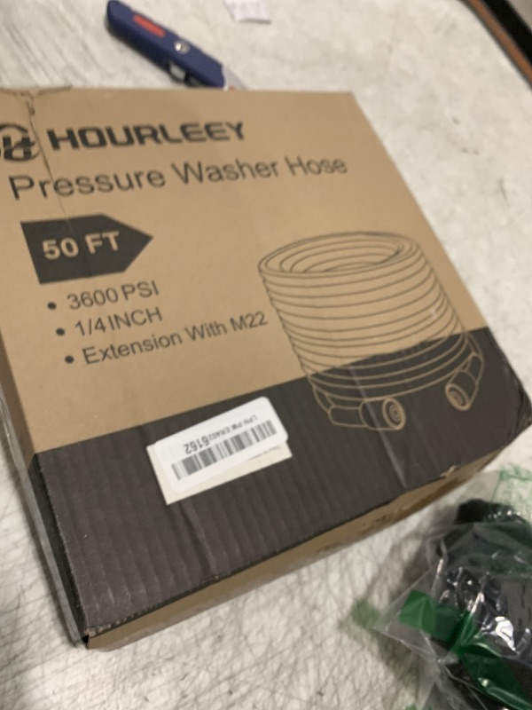 Photo 1 of Hourleey Pressure Washer Hose 50 FT, 3600 PSI Flexible Kink Resistant Power Washer Hose Replacement, 1/4" Quick Connect Pressure Hose Extension, Green