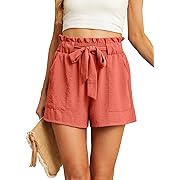 Photo 1 of Womens Shorts with Pockets Summer Casual Shorts for Women Waist Casual Lightweight Adjustable Tie Knot Loose S