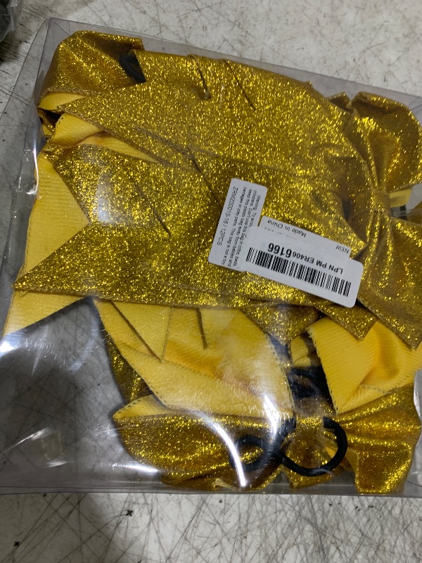 Photo 1 of Oaoleer 12PCS 7" Large Glitter Cheer Hair Bows Ponytail Holder Elastic Band Handmade for Cheerleading Teen Girls College Sports (Glitter Gold 12PCS)