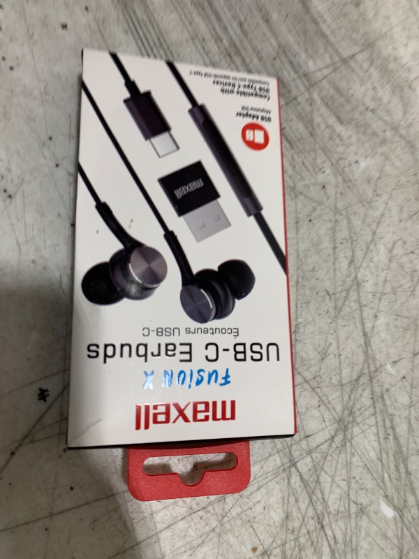 Photo 1 of Maxell USB-C Wired Earbuds with USB-A Adapter, Built-in Microphone with Volume and Track Control, Compatible with All Devices with a USB-C and/or USB-A Port, Immersive Digital Chipset, Black, 197299