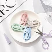 Photo 1 of 5Pcs Pastel Mini Folding Scissors with Safety Cap Small Telescopic Stainless Steel Portable Pokect Little Travel Kids Shears Tiny Cutter for Cutting, Scrapbooking, Crafting, Sewing, S-M5.2
