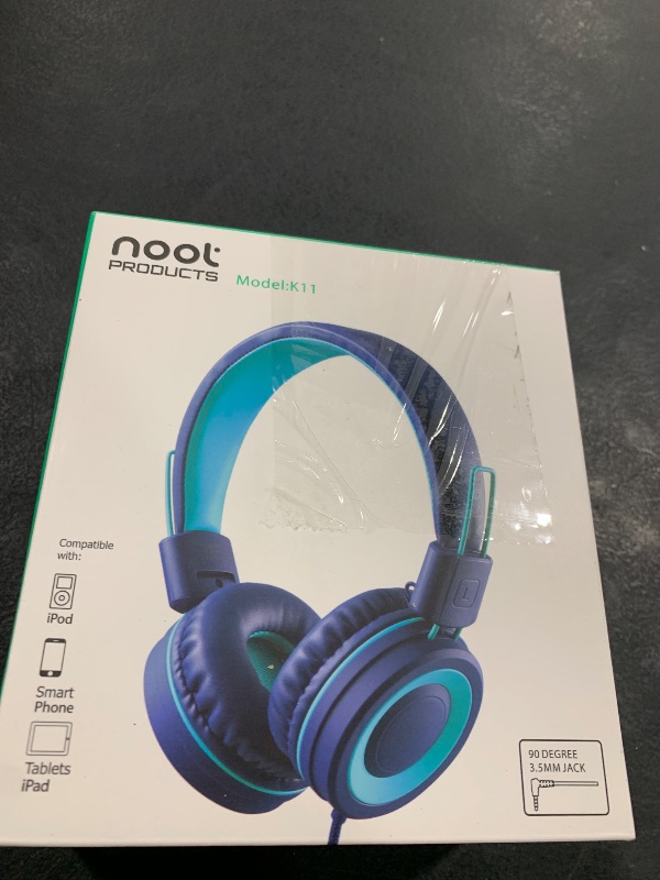 Photo 1 of Kids Headphones - noot products K11 Foldable Stereo Tangle-Free 3.5mm Jack Wired Cord On-Ear Headset for Children/Teens/Boys/Girls/Smartphones/School/Kindle/Airplane Travel/Plane/Tablet (Navy/Teal)