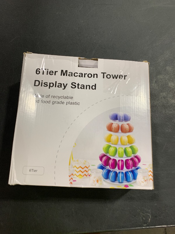 Photo 1 of 6 Tiers Round Macaron Tower Stand Plastic Cake Stand Macaron Display Rack Desserts Cupcake Holder Platter for Baby Shower, Birthday Party, Wedding, Party Decor