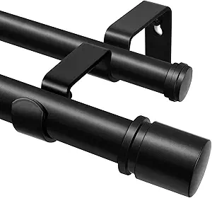 Photo 1 of Double Curtain Rod 72-144, Heavy Duty Blackout Double Curtain Rods for Windows 66 to 120 inch, Industrial Wrap Around Black Curtain Rods for Drapes and Curtains, Telescoping Adjustable