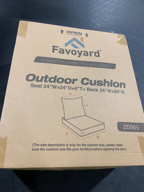 Photo 1 of Favoyard Outdoor Seat Cushion Set 24 x 24 Inch Waterproof & Fade Resistant Patio Furniture Cushions with Removable Cover, Handle and Adjustable Straps for Chair Sofa Couch
