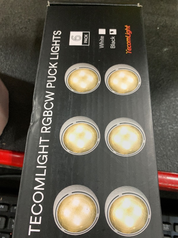 Photo 1 of TECOMLIGHT LED Puck Lights with Remote Control, Battery Operated Wireless Closet Light, Under Cabinet Lighting Stick on Tap Push Lights, Color Changing Under Counter Light for Kitchen, 6 Pack - Black