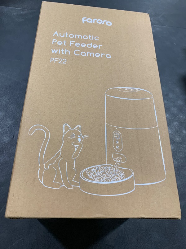 Photo 1 of Faroro Automatic Cat Feeder with Camera, 3MP HD Video with Night Vision, 5G WiFi Cat Feeder Automatic with APP Control, 2-Way Audio, Low Food Sensor, Motion Alerts for Cats and Dogs