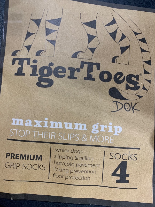 Photo 1 of DOK TigerToes Premium Non-Slip Dog Socks for Hardwood Floors - Extra-Thick Grip That Works Even When Twisted - Prevents Licking, Slipping, and Great for Dog Paw Protection (Sassy Pink, Medium)