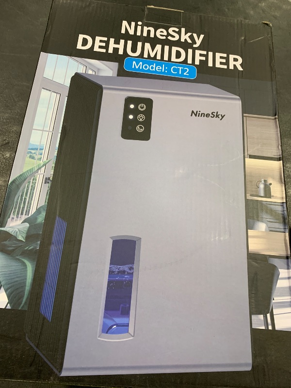 Photo 1 of NineSky Dehumidifier for Home, 95 OZ Water Tank, (1000 sq.ft) Dehumidifiers for Bathroom Bedroom Basement with Auto Shut Off,7 Colors LED Light (Gray)