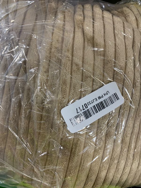 Photo 1 of decorUhome Corduroy Light Brown Throw Pillow Covers 20x20 Set of 2 Decorative Soft Boho Striped Neutral Farmhouse Couch Pillow Covers with Broadside for Living Room Bed Sofa