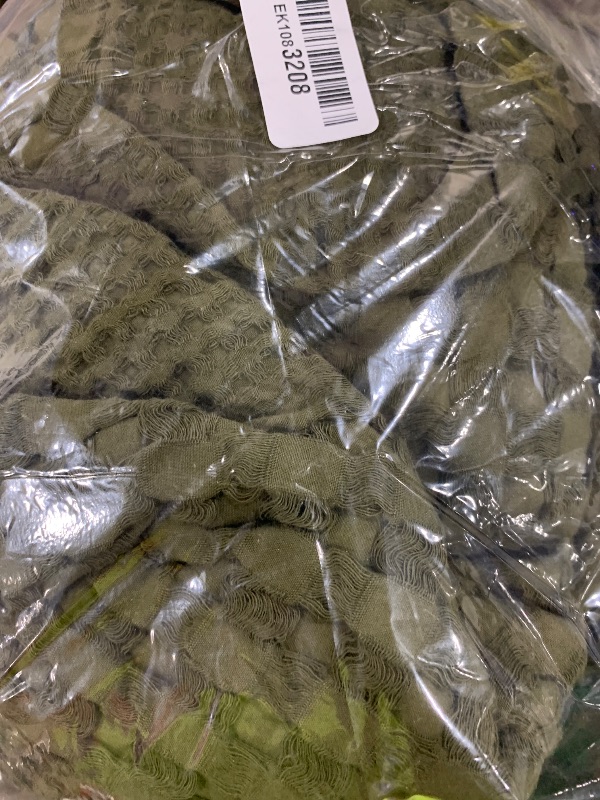 Photo 1 of PHF 100% Cotton Waffle Weave Throw Blanket, Soft Lightweight Breathable Cozy Summer Throws for Couch Bed Sofa, Luxury Aesthetic Woven Blanket for Home Decor & Office, 50"x60", Capulet Olive