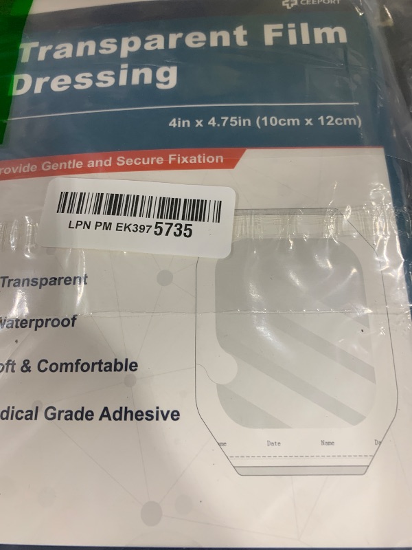 Photo 1 of Ceeport Transparent Film Dressing 4" x 4.75", 50 Packs Waterproof Wound Bandage Adhesive Patches, Wound Cover Patches for Post Surgical Shower, IV Shield, Tattoo Aftercare Bandage