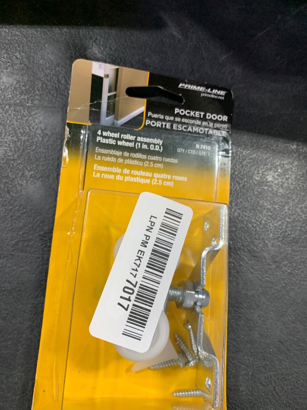 Photo 1 of Prime-Line N 7410 Pocket Door Roller Assembly, 1 In. (outside Diameter), Convex, Plastic Tires, Steel Bracket (Single Pack)