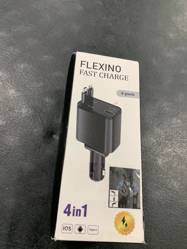 Photo 1 of Flexino Retractable Car Charger for iPhone 16, 69W Fast Charging Car Charger USB C, Car Chargers with 2 Retractable Cords 2.6ft, Car Adapter for iPhone 16/15 Series, Galaxy(Grey, Dual Type C)