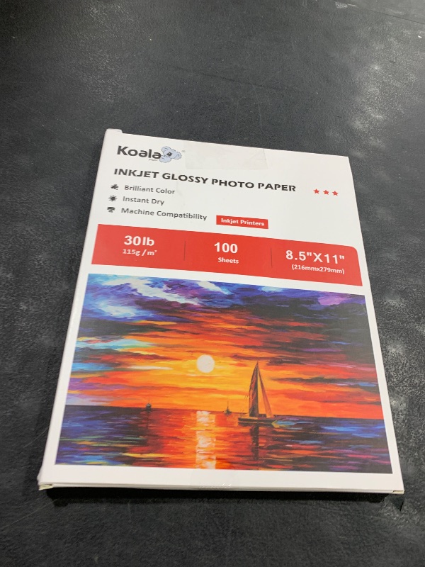 Photo 1 of Koala Glossy Thin Inkjet Paper 8.5x11 Inches 100 Sheets Compatible with Inkjet Printer Use DYE INK 115gsm