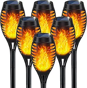 Photo 1 of IkeeRuic Solar Lights Outdoor, Solar Torch Light with Flickering Flame for Garden Decor, Solar Garden Lights, Waterproof Outdoor Lighting, Flame Torches for Outside Patio Pathway Yard Decorations
