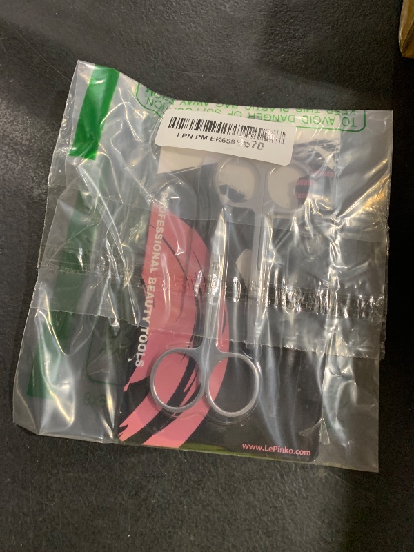 Photo 1 of Facial Hair Small Grooming Scissors For Men Women - Eyebrow, Nose Hair, Mustache, Beard, Eyelashes, Ear Trimming Kit - Curved and Rounded Safety Tip Clippers For Hair Cutting - 2PCS Silver`