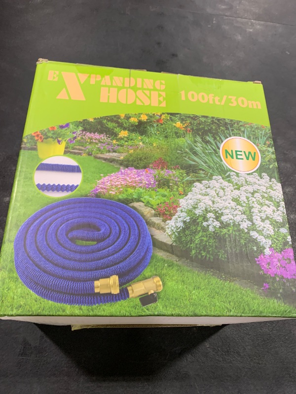 Photo 1 of 100 ft Expandable Garden Hose - No-kink Water Hoses -2025 Upgrated Expanding Water Hoses with 3/4" Brass Fittings, Extra Strength Fabric - Flexible Garden Hoses with 10 Pattern Spray Nozzle