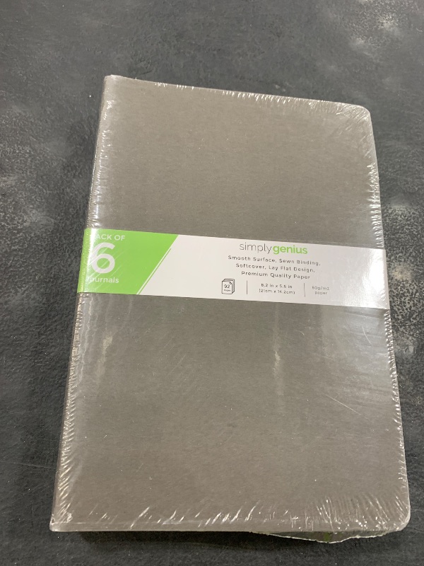 Photo 1 of Simply Genius A5 College-Ruled Notebook - 5.5 x 8.3 in Gray Soft Cover 6-Pack - 92 Lined Pages 80 GSM Cream Paper Lay-Flat Binding - Bullet Journal & Writing Journal